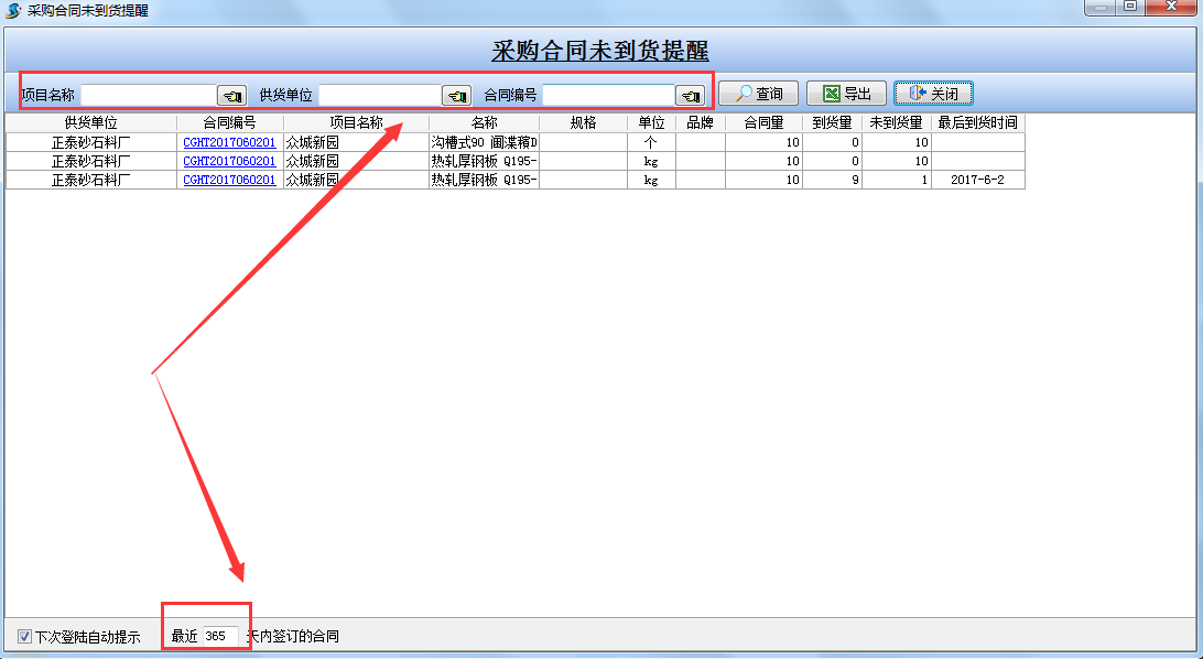 采購合同未到貨提醒