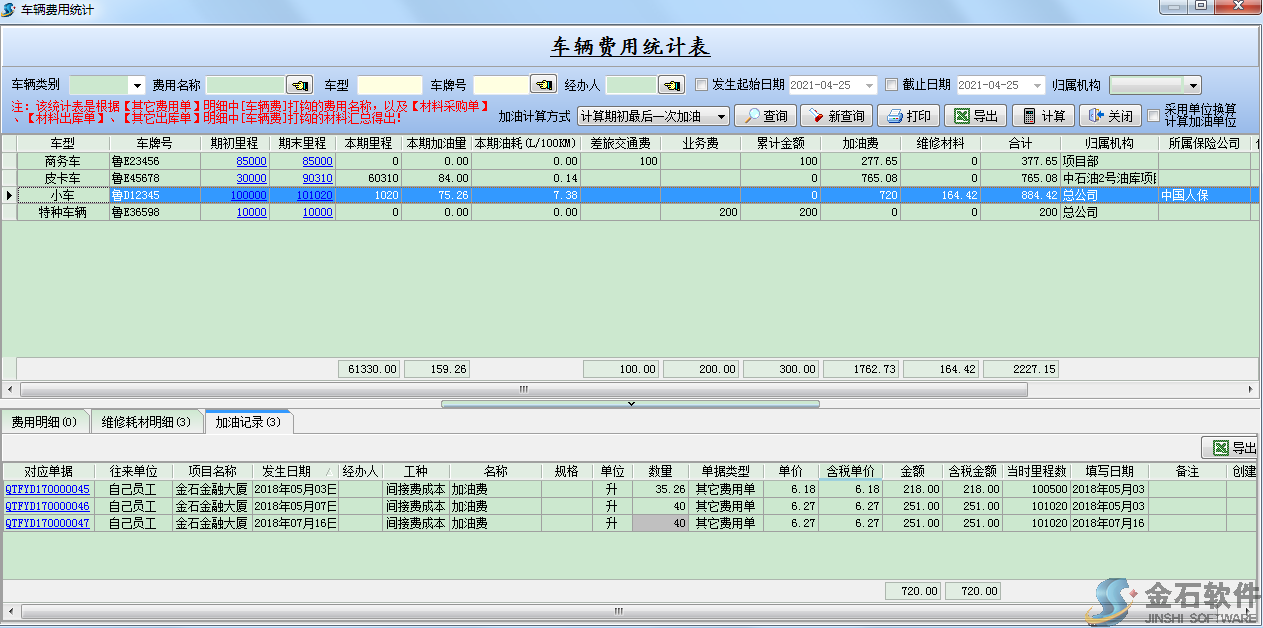 車輛費(fèi)用統(tǒng)計(jì)