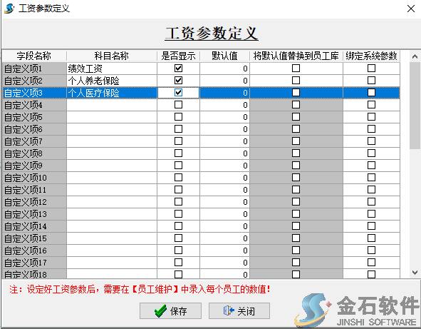 工資參數(shù)定義